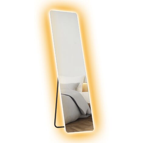 Espejo de Cuerpo Entero con Luz LED 150x40 cm con Iluminación de 3 Colores Función de Memoria Transparente