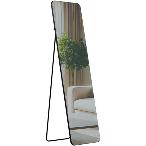 Espejo de cuerpo entero de pie o de pared con marco de metal negro mate y diseño limpio y minimalista. 140x40 cm 100008400