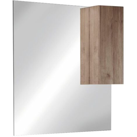 Espejo de diseño con almacenamiento, 100x110 cm, colección FRASSI, color roble claro