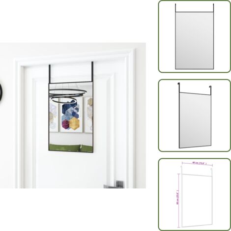 Espejo de dormitorio - vidaXL Espejo de puerta cristal y aluminio negro 40x60 cm - Espejo de pasillo