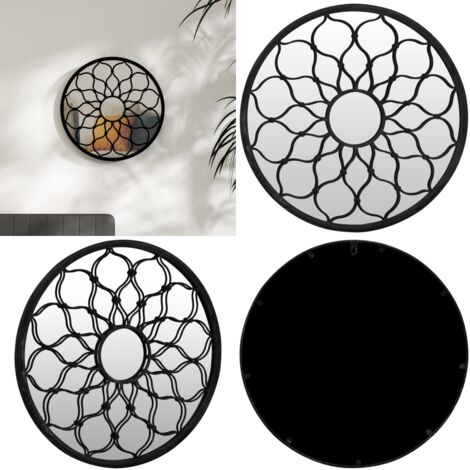 Espejo de hierro redondo negro para uso interior 40x3 cm - Espejo redondo - Espejo negro
