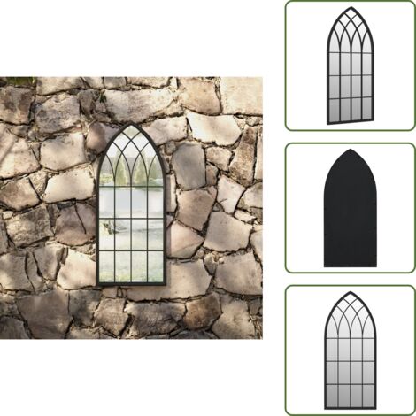 Espejo de hierro - vidaXL Espejo de jardín negro hierro para exterior 70x30 cm - Espejo decorativo