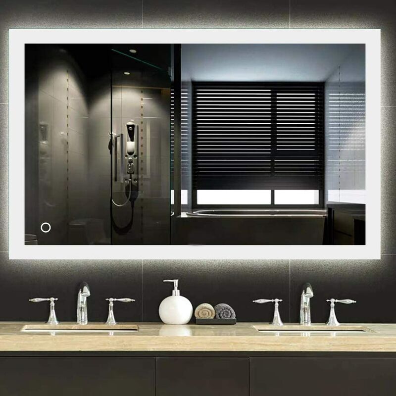 

Espejo de iluminación para baño, Interruptor táctil de Espejo, antiniebla, protección del Medio Ambiente y Ahorro de energía (70 x 90 cm)