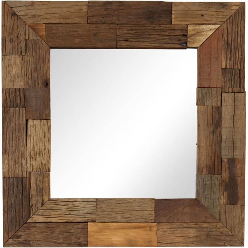 

vidaXL Espejo de madera reciclada maciza 50x50 cm - Marrón