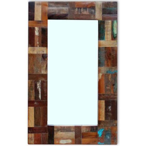 Espejo de madera maciza recuperada 80 x 50 cm DEC022648