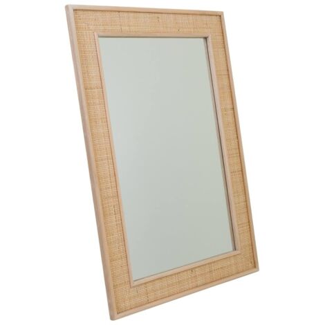 Espejo de madera y rejilla marrón 70x2.5x100