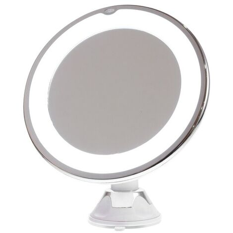 rotación de 360° con Ventosa bloqueable BEQOOL Espejo de Maquillaje Luminoso con Aumento de 10 aumentos portátil Iluminado para Cuarto de baño Compacto y inalámbrico 