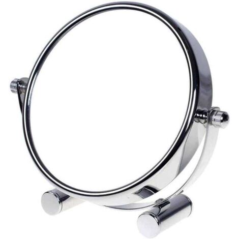 Espejo de maquillaje con aumento de 3x, espejo cosmético compacto independiente de 8 pulgadas, cromado, Ø 20 cm y giratorio 360°, espejo de maquillaje de alta calidad.