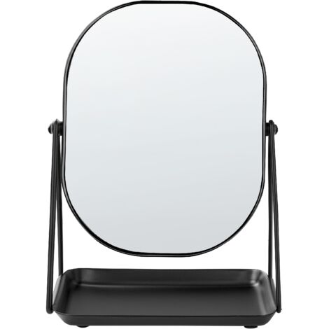 Espejo de maquillaje de metal negro 20 x 22 cm tocador doble cara Correze