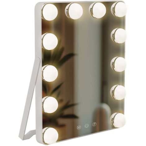 Espejo de maquillaje LED 25 x 30 cm en metal y cristal con iluminación regulable y USB-C 100008952