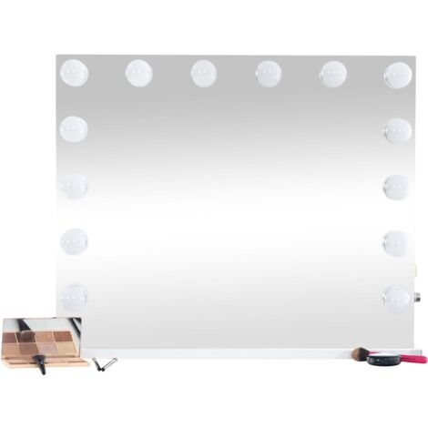 Espejo de maquillaje LED 68x80x16 cm brillo regulable plástico blanco 100008963
