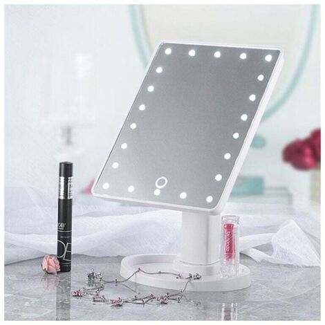 Espejo de maquillaje LED creativo, ajustable, de sobremesa, decorativo, con sensor táctil, para baño, 1 unidad (blanco)