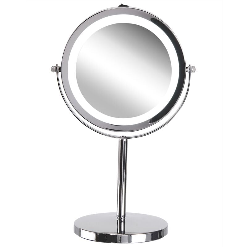 

Beliani - Espejo de maquillaje LED plateado ø 20 cm VERDUN