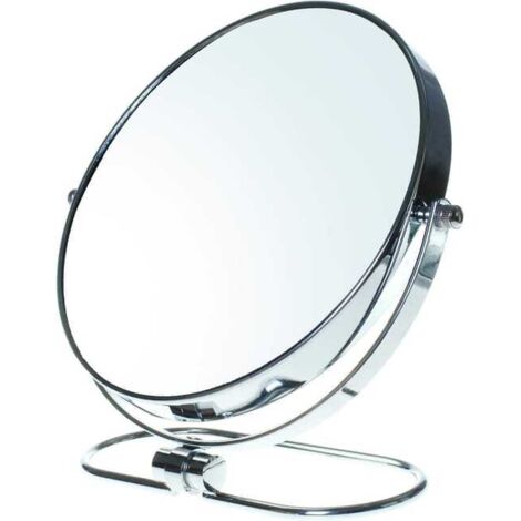 Espejo de maquillaje plegable, aumento de 5x, espejo cosmético independiente de 8", espejo para dormitorio y viajes, espejo de mesa de Ø 20 cm, doble cara.