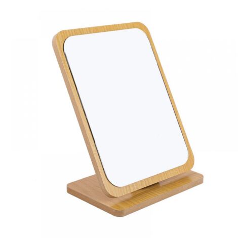 Espejo de maquillaje plegable de madera (22 x 16 cm), espejo de pie cuadrado pequeño, espejo de maquillaje portátil