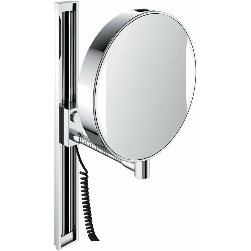 

Espejo de maquillaje y afeitado LED, espejado por ambos lados, aumento 3x y 7x, redondo, iluminación LED, brazo flexible, guía de deslizamiento