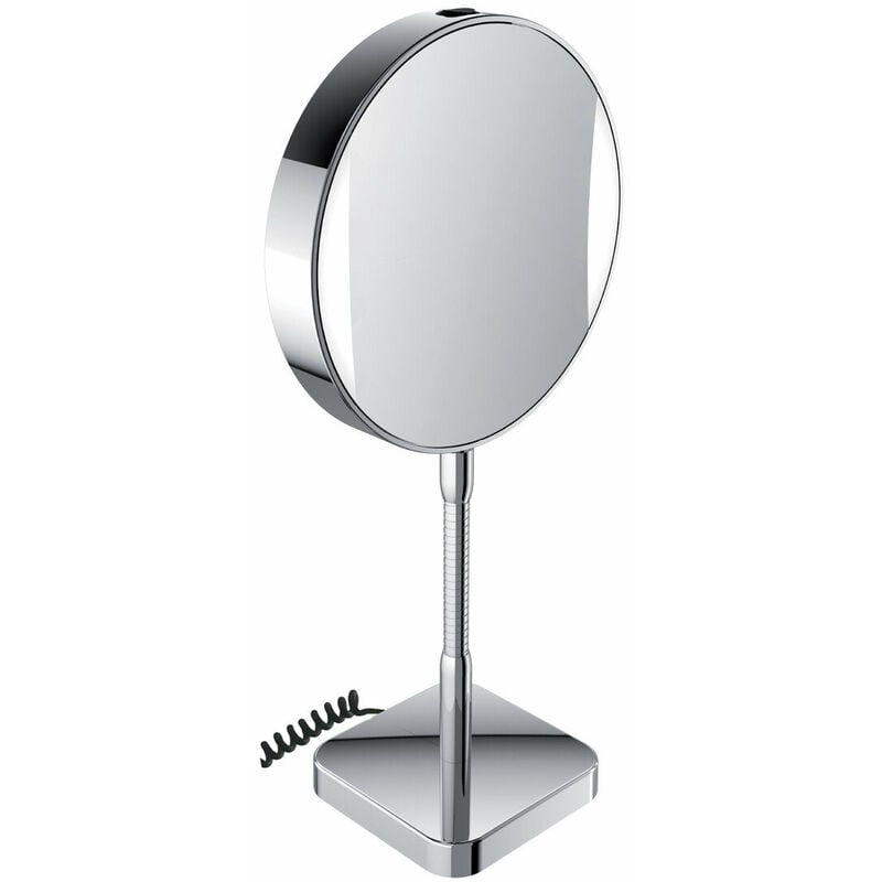 

Espejo de maquillaje y afeitado LED, espejado por ambos lados, aumento 3x y 7x, redondo, iluminación LED, brazo flexible, modelo de pie - 109506013