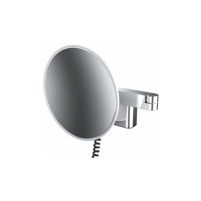 

Espejo de maquillaje y afeitado LED modelo de pared, brazo articulado doble, aumento 5 veces, redondo, cable en espiral y enchufe, sistema light