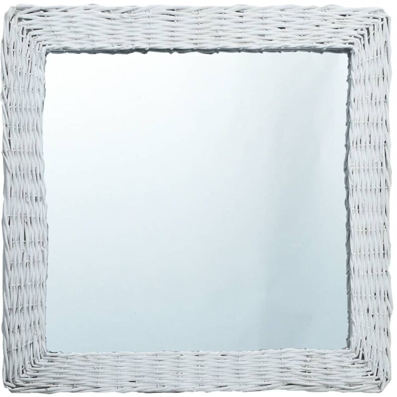 

vidaXL Espejo de mimbre blanco 60x60 cm - Blanco