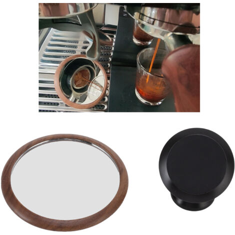 Espejo de observación para la extracción de café, fabricado en madera de nogal, con base giratoria de 360° y 60 mm de diámetro para portafiltros sin fondo – Espejo HD