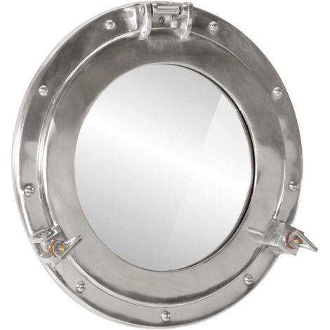 Espejo de ojo de buey de pared aluminio y vidrio Ø38 cm