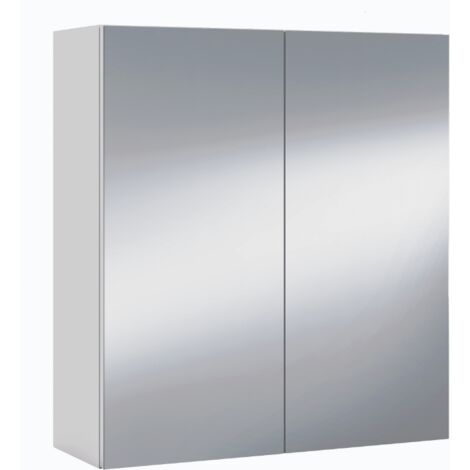 Espejo de pared 60x21x65 cm blanco brillo con dos puertas - Bergamo