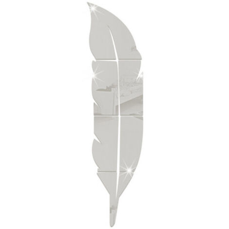 Espejo de pared acrílico autoadhesivo y extraíble con forma de pluma, ideal para recibidor, dormitorio, baño o salón, 120 x 30 cm.