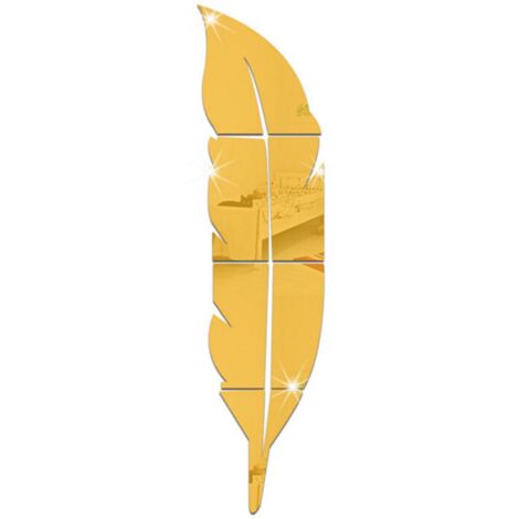 Espejo de pared acrílico desmontable con forma de pluma, autoadhesivo, para recibidor, dormitorio, baño, sala de estar, 73 x 18 cm