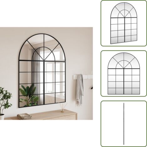 Espejo de pared arco - vidaXL Espejo de pared arco de hierro negro 100x130 cm - Espejo de pared minimalista