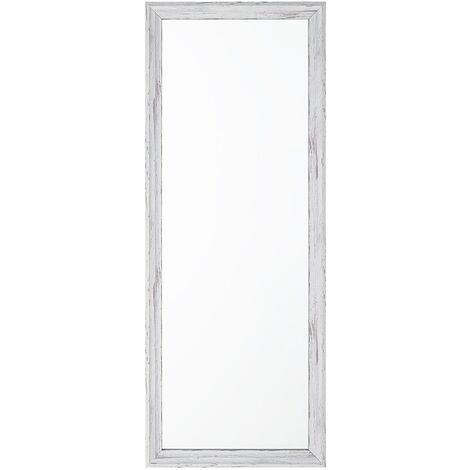 Espejo de pared aspecto madera blanco 50 x 130 cm rectangular vertical minimalista escandinavo Benon