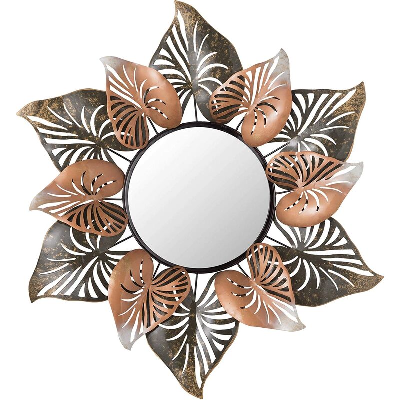 

Decorative Wall Mirror con marco de hierro, sala de estar o espejo de dormitorio, 72x4x78 cm de hojas de estrella - Baroni Home