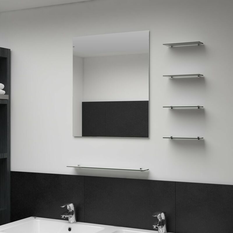 

Youthup - Espejo de pared con 5 estantes plateado 50x60 cm - Plateado