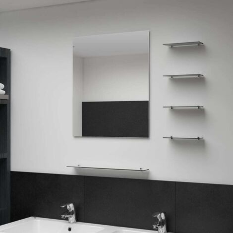 Espejo de pared con 5 estantes plateado 50x60 cm