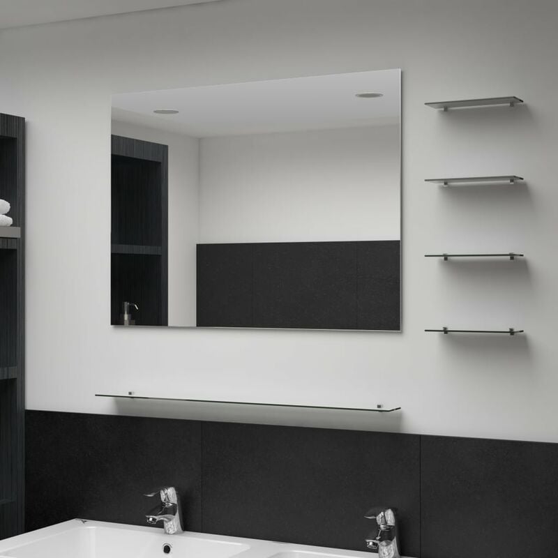 

Espejo de pared con 5 estantes plateado 80x60 cm - Plateado