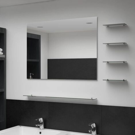 Espejo de pared con 5 estantes plateado 80x60 cm