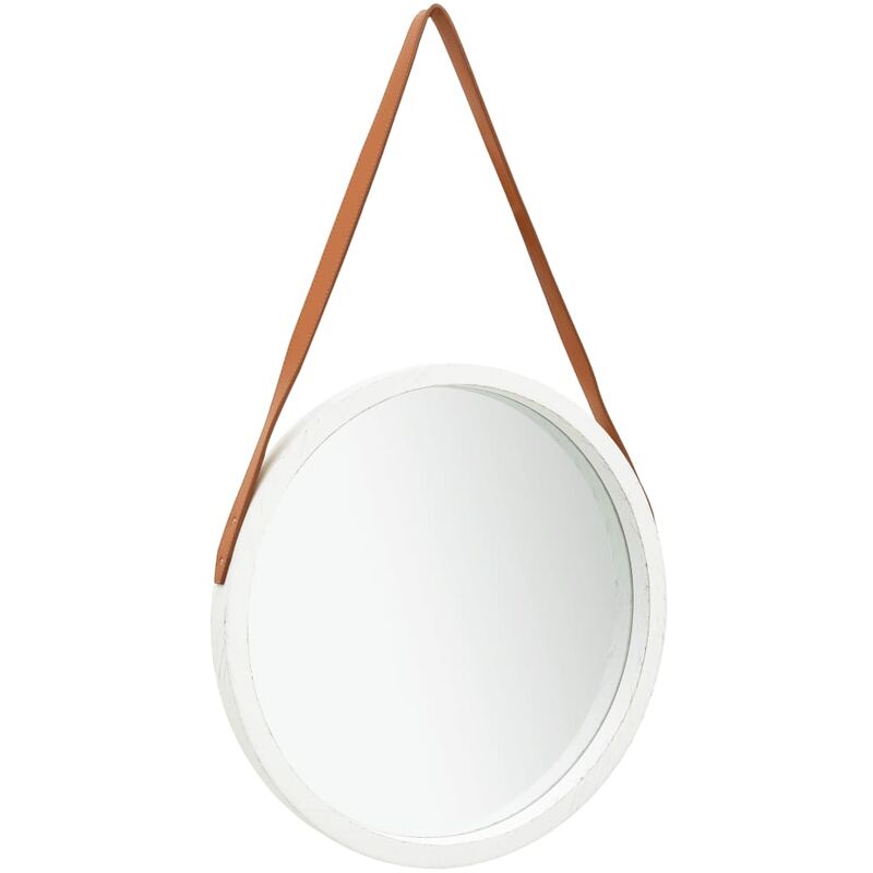 

Happyshopping - Espejo de pared con correa blanco 50 cm