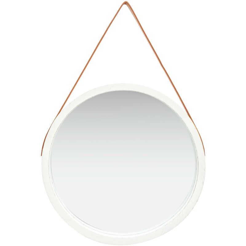 

Espejo de pared con correa blanco 60 cm - Blanco