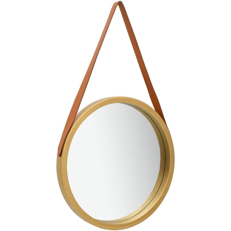

Happyshopping - Espejo de pared con correa dorado 40 cm