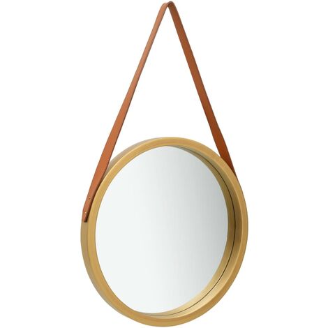 Espejo de pared con correa dorado 40 cm vidaXL
