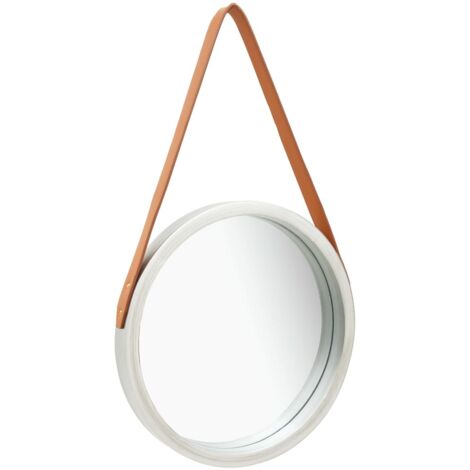 Espejo de pared con correa plateado 40 cm