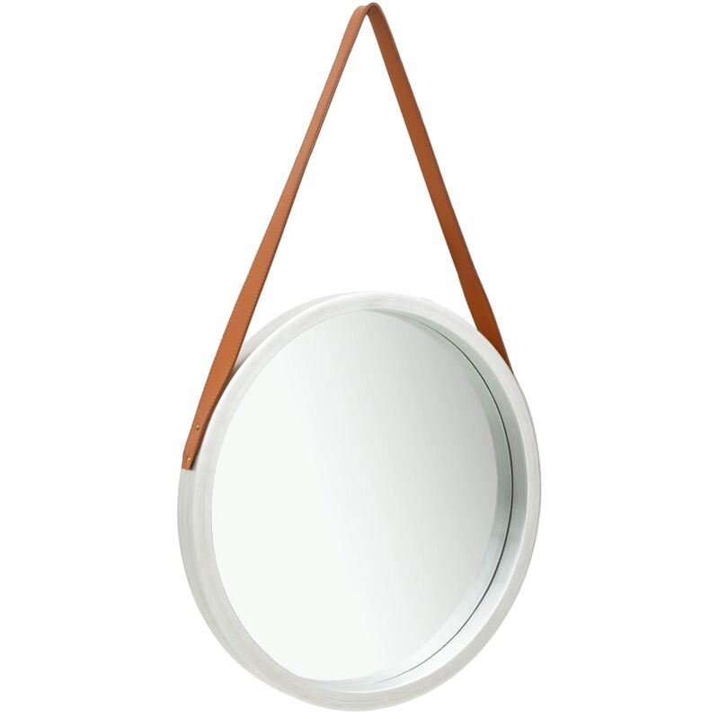 

Happyshopping - Espejo de pared con correa plateado 50 cm