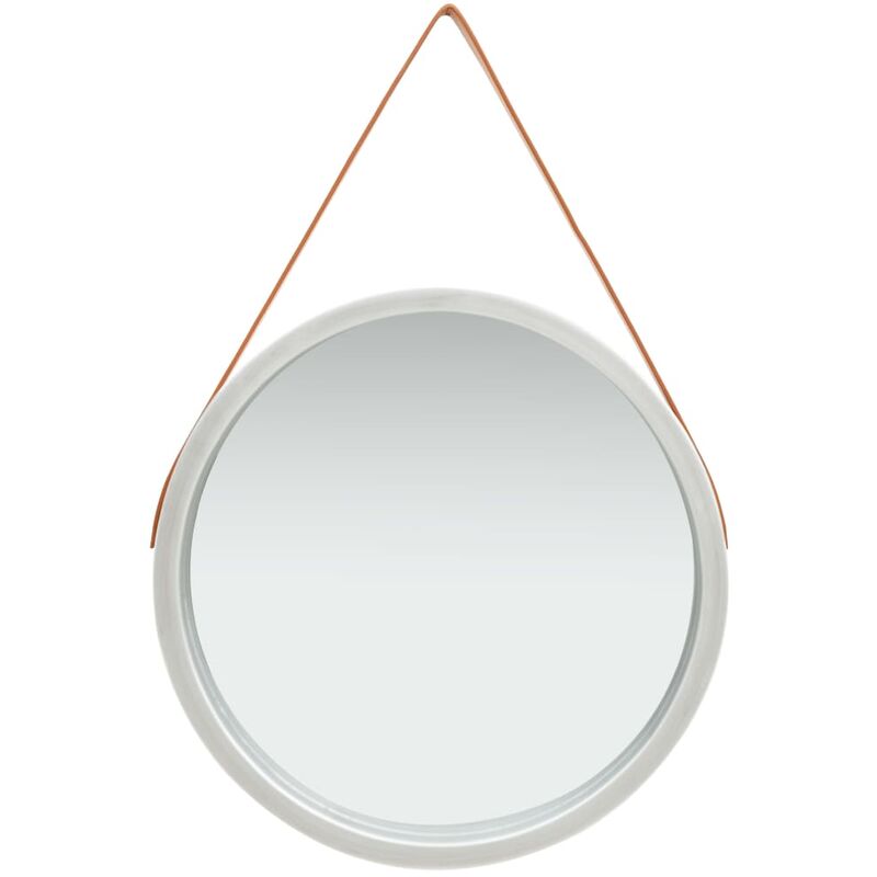 

Espejo de pared con correa plateado 60 cm - Plateado