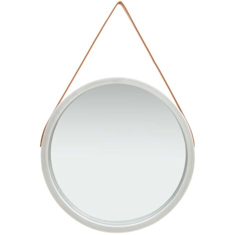 Espejo de pared con correa plateado 60 cm