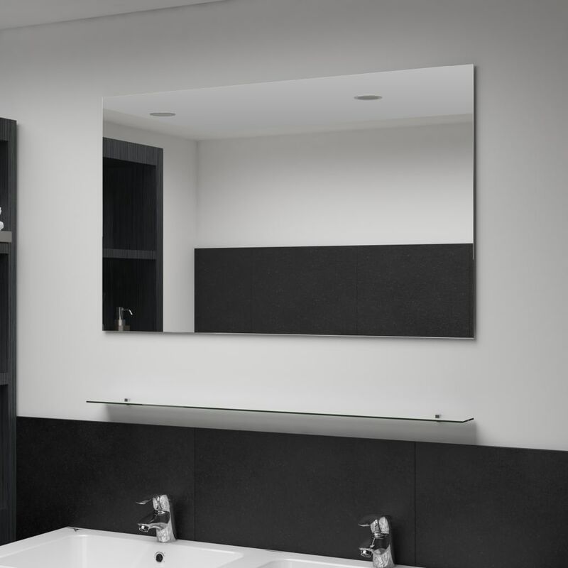 

BHD - Espejo de pared con estante de vidrio templado 100x60 cm