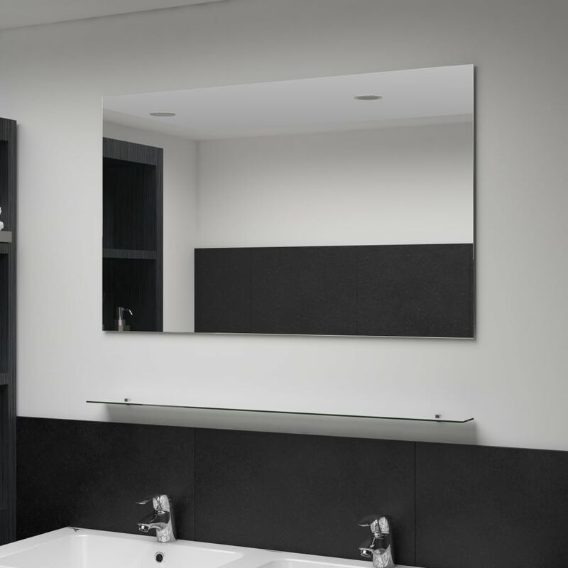 

Youthup - Espejo de pared con estante de vidrio templado 100x60 cm - Plateado