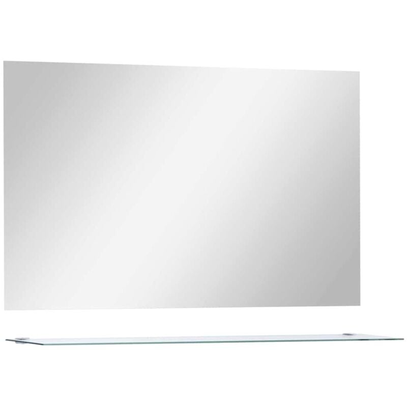 

vidaXL Espejo de pared con estante de vidrio templado 100x60 cm - Plateado