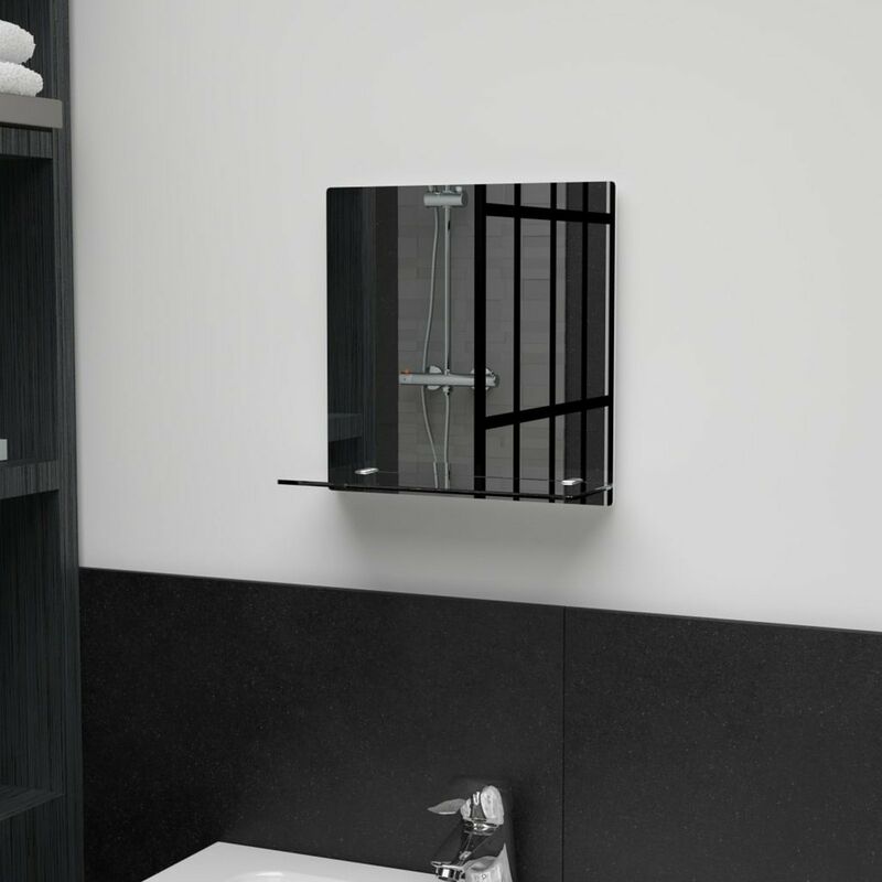 

Espejo de pared con estante de vidrio templado 30x30 cm