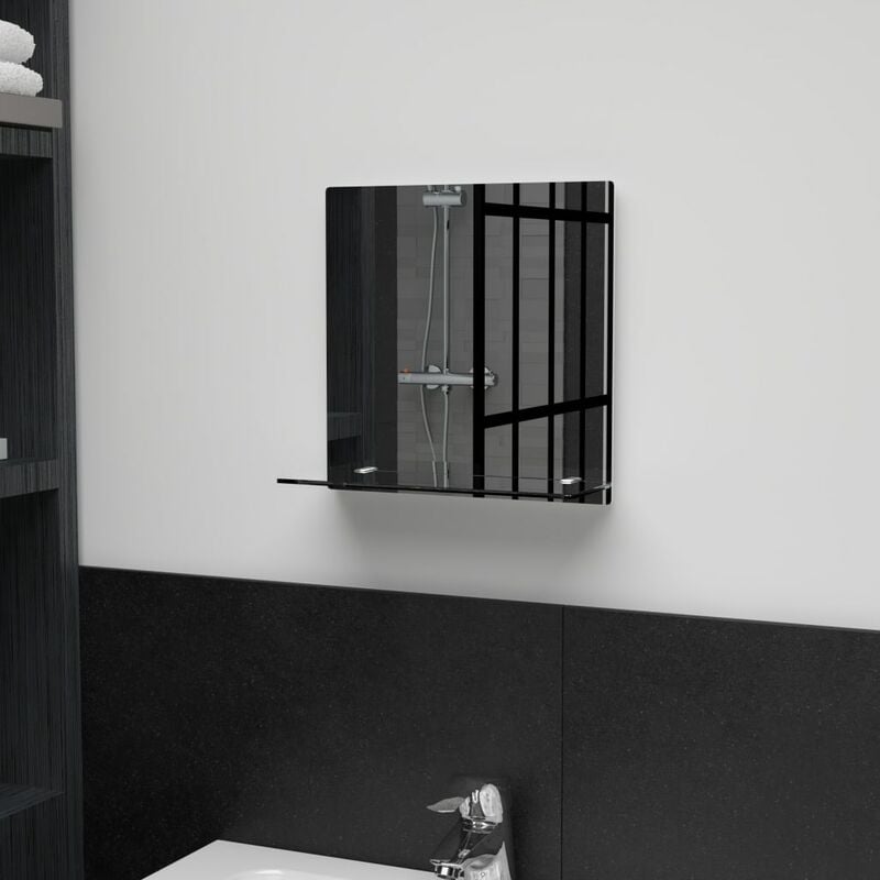 

Espejo de pared con estante de vidrio templado 30x30 cm
