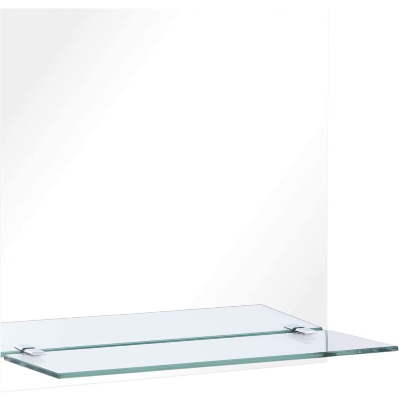 

vidaXL Espejo de pared con estante de vidrio templado 30x30 cm - Plateado