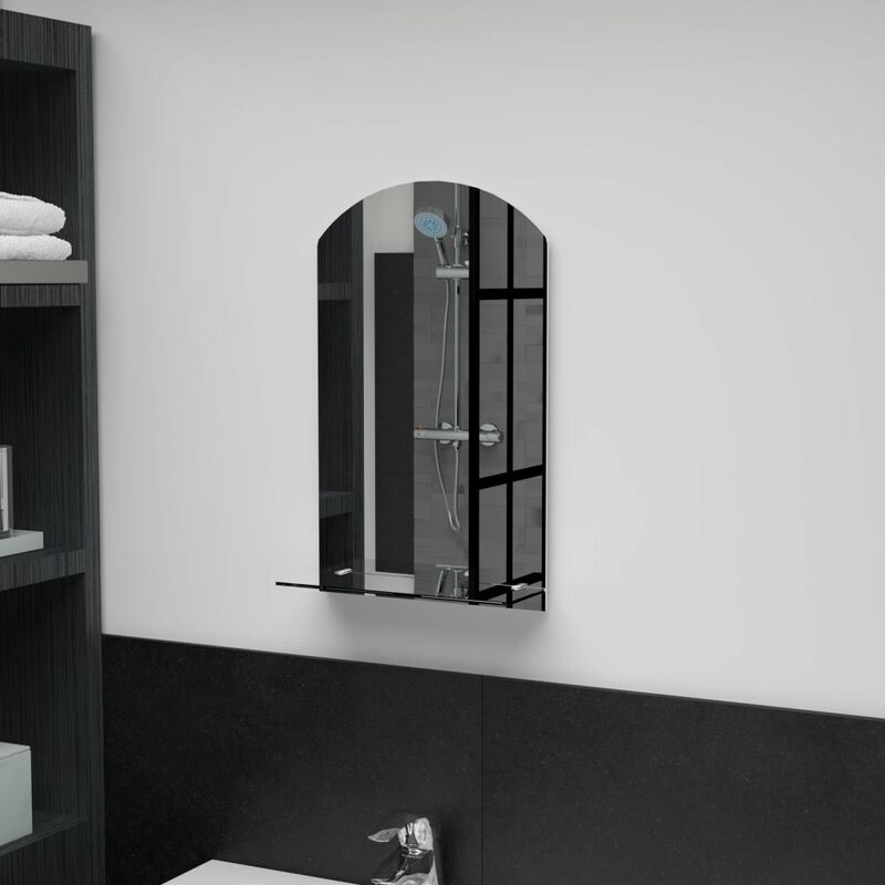 

Espejo de pared con estante de vidrio templado 30x50 cm - Plateado